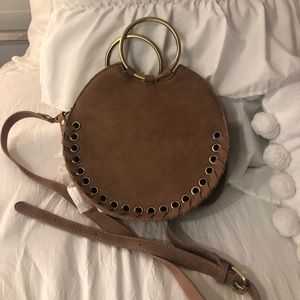 Anthropologie Circular Brown Leather Bag